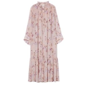 H&M pink floral chiffon long dress with jersey tank dress underneath 2XL XXL